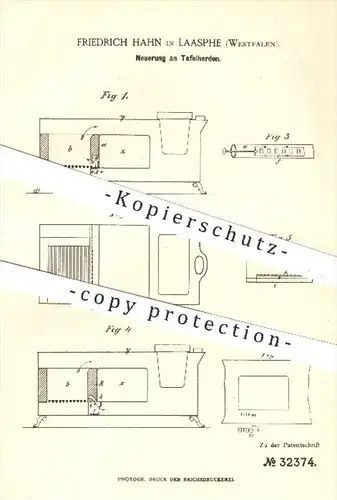 original Patent - Fr. Hahn , Laasphe , 1885 , Tafelherd | Herd , Herde , Bratofen , Backofen , Kochherd , Koch , Ofen !!