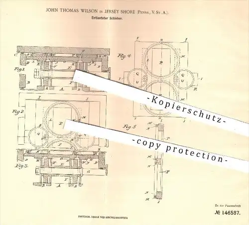original Patent - John Thomas Wilson , Jersey Shore , Pennsylvania , USA , 1901 , Entlasteter Schieber , Dampfmaschinen