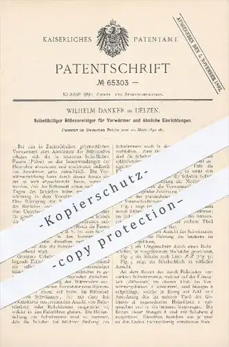 original Patent - Wilhelm Danker , Uelzen , 1892 , Röhrenreiniger für Vorwärmer | Zucker , Rüben , Zuckerfabrik !!!