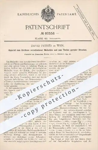 original Patent - David Presser , Wien , 1894 , Zeichnen verschiedener Maßstäbe u.Teilung gerader Strecken | Geometrie