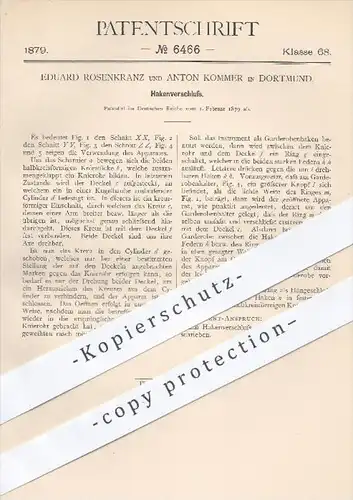 original Patent - Eduard Rosenkranz u. Anton Kommer , Dortmund , 1879 , Haken - Verschluss | Scharnier , Ring , Ringe