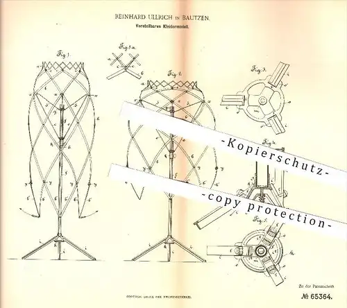original Patent - Reinhard Ullrich , Bautzen , 1892 , Kleidermodell | Schneider - Puppe , Schneiderei, Mode , Kleidung !