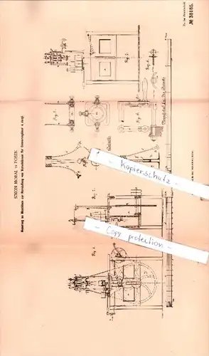 Original Patent  - Simon Moral in Posen , 1885 , Schankgeräthschaften !!!