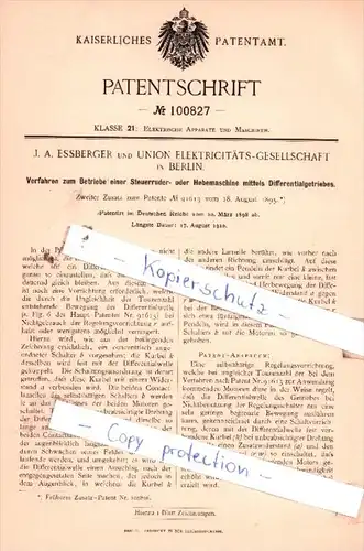 Original Patent  - J. A. Essberger und Union Elektricitäts-Gesellschaft in Berlin , 1898 , !!!