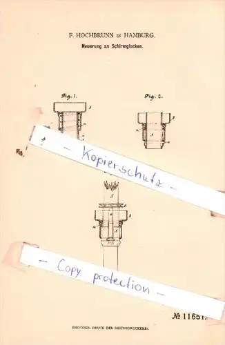 Original Patent  - F. Hochbrunn in Hamburg , 1880 , Neuerung an Schirmglocken !!!