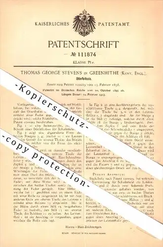 Original Patent - Thomas George Stevens in Greenhithe , Kent , 1899 , wood for boots  !!!
