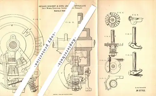 Original Patent - Richard Hornsby & Sons in Spittlegate , Lincolnshire , 1890 , Sheaf Binder of Agriculture !!!