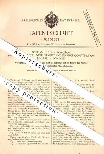 Original Patent - William Blair in Longton and The electrical Development Ltd. in London , 1897 , Valve for tires !!!