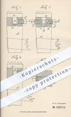 original Patent - Paul H. Bartsch in Striegau , Schlesien , 1906 , Stockhammer mit auswechselbarer Spitzenbahn , Hammer