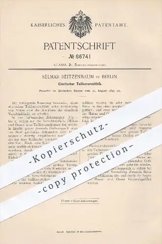 original Patent - Selmar Reitzenbaum in Berlin , 1895 , Elastischer Taillenverschluss , Taillen - Verschluss , Schneider