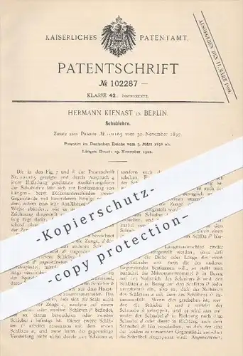 original Patent - Hermann Kienast in Berlin , 1898 , Schublehre , Skala , Länge , Längenmaß , Instrument , Messen !!!