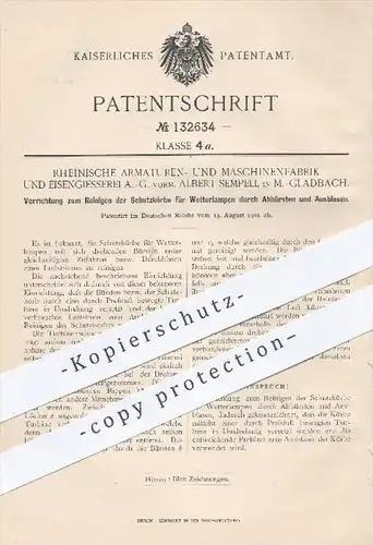 original Patent - Rhein. Armaturen- u. Maschinenfabrik u. Eisengießerei AG , A. Sempell , Mönchengladbach  1901 , Lampen