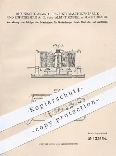 original Patent - Rhein. Armaturen- u. Maschinenfabrik u. Eisengießerei AG , A. Sempell , Mönchengladbach  1901 , Lampen