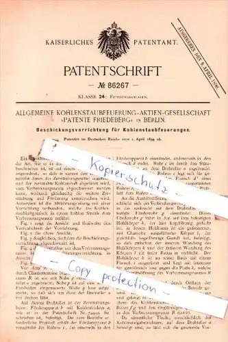 Original Patent  - Allgemeine Kohlenstaubfeuerung-Aktien-Gesellschaft in Berlin , 1894 , !!!