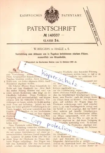 Original Patent  - W. Hilgers in Halle a. S. , 1901 , Tagebau !!!