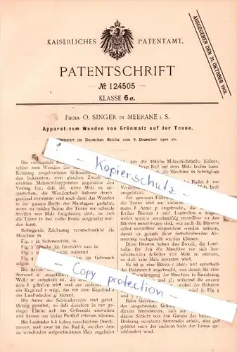 Original Patent  -  Firma O. Singer in Meerane i. S. , 1900 , Wenden von Grünmalz auf der Tenne !!!