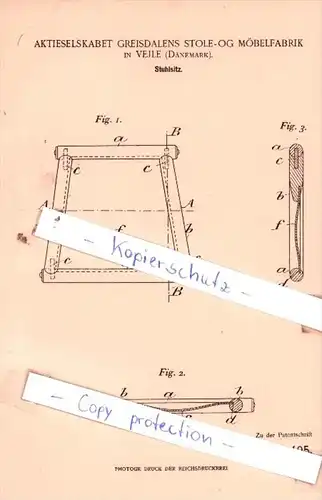 Original Patent  - Aktieselskabet Greisdalens Stole-OG Möbelfabrik in Vejle , Dänemark , 1901 , !!!
