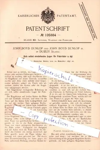 Original Patent  - John Boud Dunlop sen. und jr. in Dublin , Irland , 1897 , Sattlerei, Wagenbau !!!