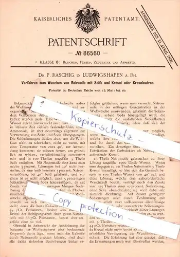 Original Patent  - Dr. F. Faschig in Ludwigshafen a. Rh. , 1895 , Bleichen, Färben, Zeugdruck !!!