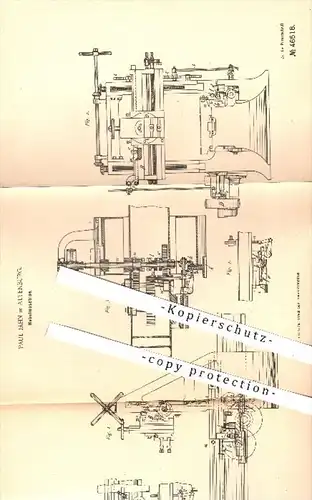 original Patent - Paul Jahn in Altenburg , 1888 , Hobelmaschine , Hobel , Hobeln , Metall , Metallbearbeitung !!!