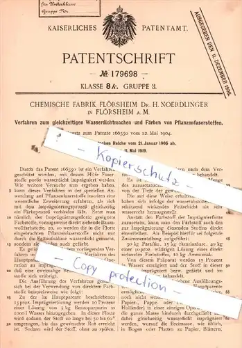 Original Patent  - Chemische Fabrik Flörsheim Dr. H. Noerdlinger in Flörsheim a. M. , 1905 ,  !!!