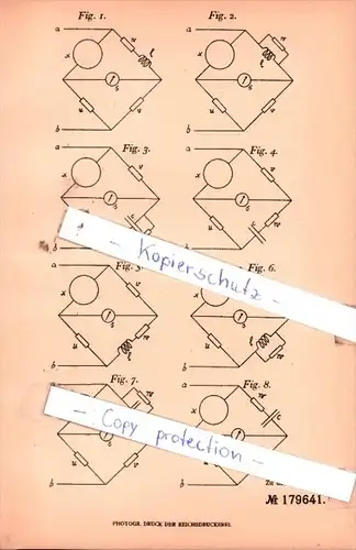 Original Patent  - B. Monasch in Langfuhr b. Danzig , 1905 , elektrische Wechsel-Ströme und Spannungen !!!