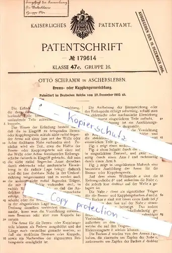 Original Patent  -  Otto Schramm in Aschersleben , 1905 , Brems- und Kupplungsvorrichtung !!!