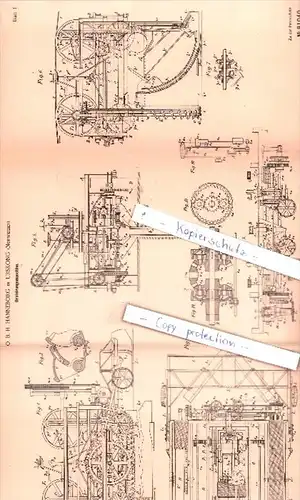 Original Patent  - O. B. H. Hanneborg in Urskong , Norwegen , 1894 ,Drainierungsmaschine !!!