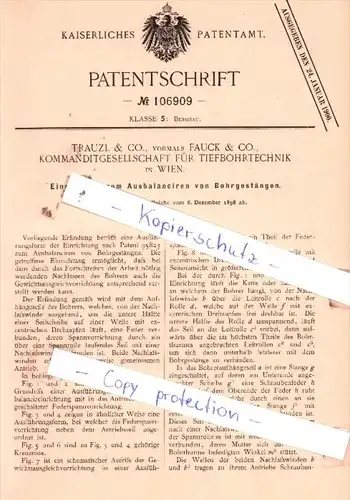 Original Patent  - Trauzl & Co., vormals Fauck & Co., Kommanditgesellschft für Tiefbohrtechnik in Wien !!!