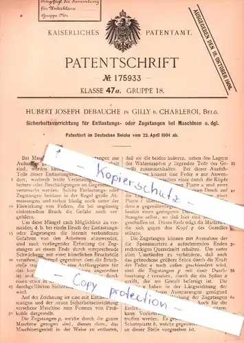 Original Patent  - H. J. Debauche in Gilly b. Charleroi, Belg. , 1904 , Sicherheitsvorrichtung !!!