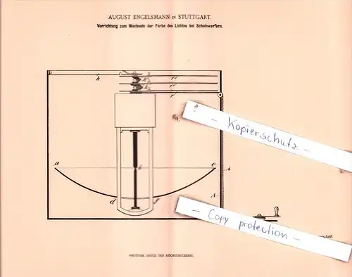 Original Patent  - August Engelsmann in Stuttgart , 1902 , Scheinwefer !!!