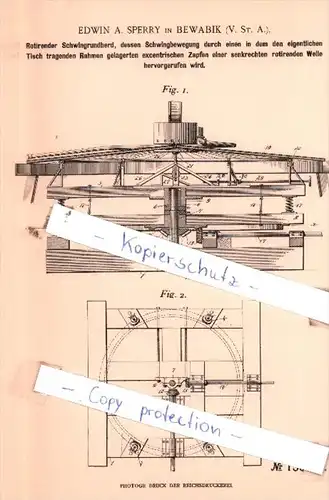Original Patent  -  Edwin A. Sperry in Bewabik , V. St. A. , 1901 , Rotirender Schwingrundherd !!!