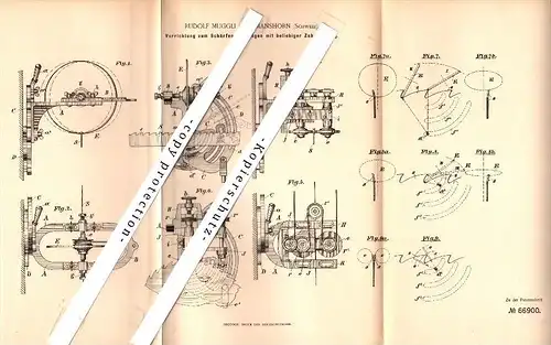 Original Patent - Rudolf Muggli in Romanshorn , Schweiz , 1892 , Apparat zum Schärfen von Sägen , Schreinerei , Tischler