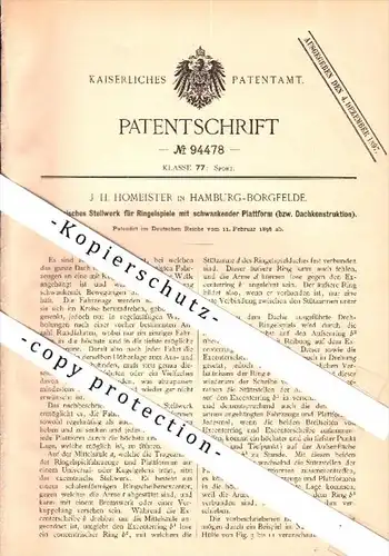 Original Patent - J.H. Homeister in Hamburg - Borgfelde ,1896 , Karussell , carousel , carrousel , Kirmes , Jahrmarkt !!