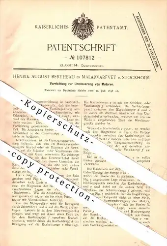 Original Patent - Henrik August Bertheau in Mälarvarvet b. Stockholm , 1898 , Steuerung von Motoren !!!