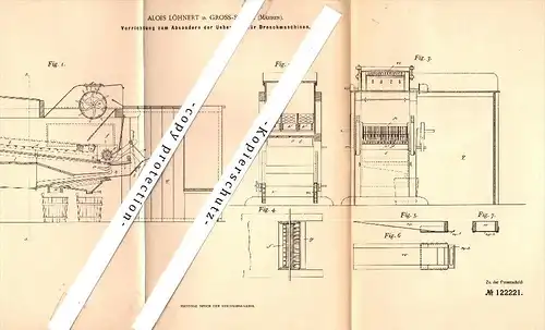 Original Patent - Alois Löhnert in Gross-Stohl / Velká Stáhle , Mähren , 1900 , Dreschmaschine , Bruntál , Rymarov !!!