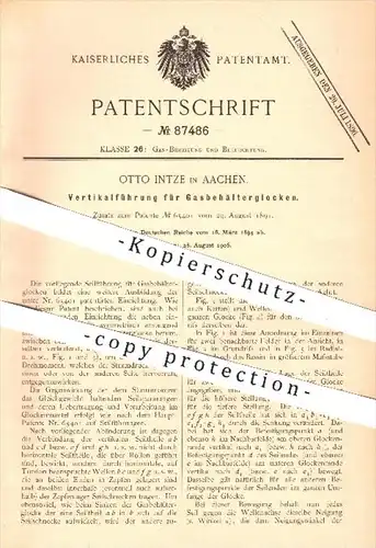original Patent - Otto Intze in Aachen , 1894 , Vertikalführung für Gasbehälterglocken , Gas , Beleuchtung , Licht !!!