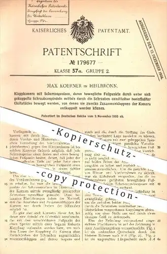 original Patent - M. Koerner , Heilbronn , 1905 , Klappkamera , Kamera , Fotokamera , Fotograf , Fotografie , Photograph