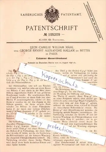 Original Patent  - L. Camille William Mähl und George Ernest Alexandre de Nittis in Paris , 1898 , !!!
