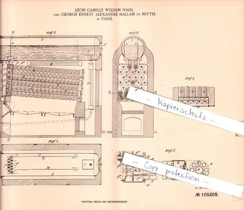 Original Patent  - L. Camille William Mähl und George Ernest Alexandre de Nittis in Paris , 1898 , !!!