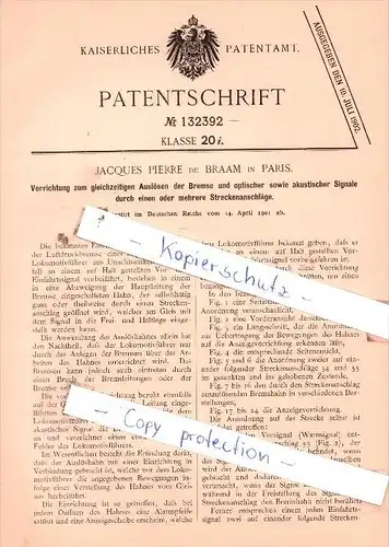 Original Patent  - Jacques Pierre de Braam in Paris , 1901 , Auslösen der Bremse !!!