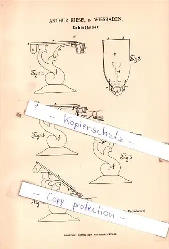Original Patent  - Arthur Kiesel in Wiesbaden , 1891 , Zahlständer !!!