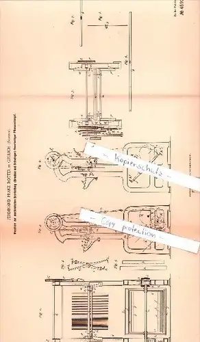 Original Patent  - Ferdinand Franz Rotter in Grulich / Králiky , Böhmen , 1888 , Spinnerei !!!