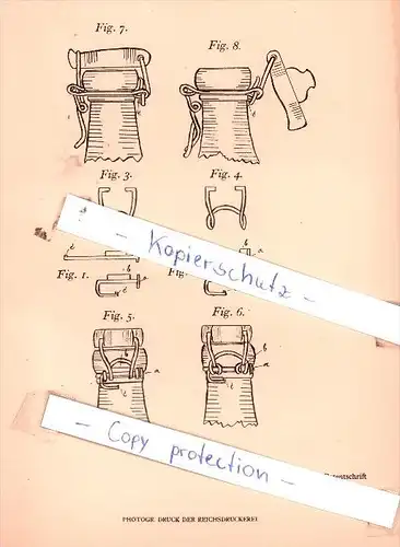 Original Patent  - R. Veeck in Algenrodt b. Idar , 1906 , Drahthebelverschluß mit Montierstift !!!