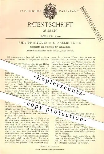 original Patent - P. Biegler , Strassburg , 1888 , Turngerät zur Stärkung der Beinmuskeln , Fitness , Turnen , Sport !!!