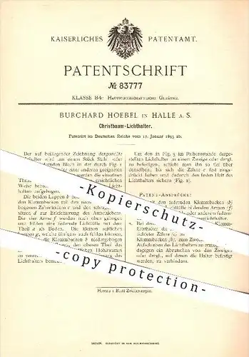 original Patent - Burchard Hoebel , Halle / Saale , 1895 , Christbaum - Lichthalter , Kerzenhalter , Weihnachten , Baum