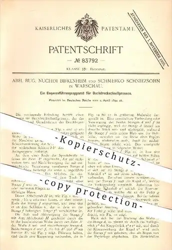 original Patent - Abel Bug , Nuchim Birkenheim , Schmerko Schneezsohn , Warschau , 1894 , Buchdruck - Presse , Druck !!