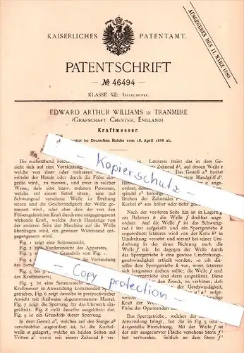 Original Patent  -  E. A. Williams in Tranmere , Grafschaft Chester, England , 1888 ,  Kraftmesser !!!
