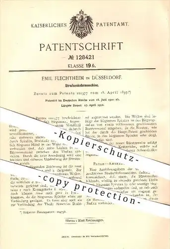 original Patent - Emil Flechtheim in Düsseldorf , 1900 , Straßenkehrmaschine , Kehrmaschine , Reinigung , Bürsten !!!