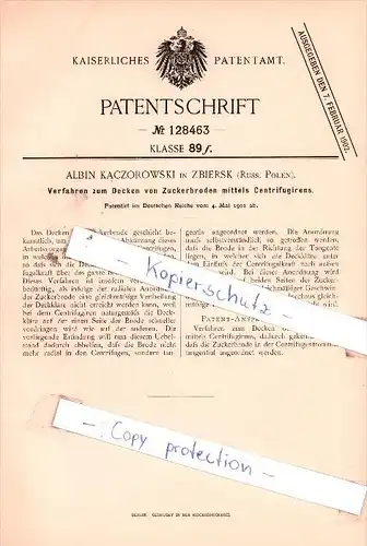 Original Patent  - Albin Kaczorowski in Zbiersk / Stawiszyn , 1901 , Zuckerbrot , Brot !!!
